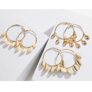 2/$20 Cowrie Shell Hoop Earrings